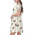 thumbnail image 2 of Fotbe Christmas Pug Dog Vestido Largo de Moda para Mujer, Vestido Tipo Camiseta con Manga Corta y Estilo Casual a Rayas y Bloques de Color, 2 of 6
