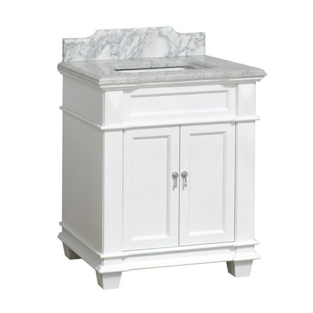 Elizabeth 30 Bathroom Vanity with White Cabinet and Carrara Marble Top