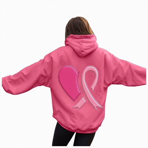 Godom Women Hoodies Funny Ribbon Graphic Pullover Sweatshirts Long Sleeve Sweatshirt