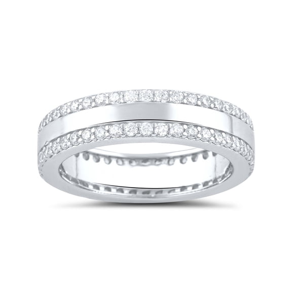 SilverCloseOut Sterling Silver CZ Striped Eternity Ring