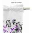 thumbnail image 5 of Black Purple Floral Linen Curtain Valance for Bedroom/Bathroom/Kitchen/Office/Living/Dining Room Windows, Geometric Art Minimalist White Rod Pocket Topper Decorative Cafe Drapes Panel 60"x18", 5 of 6