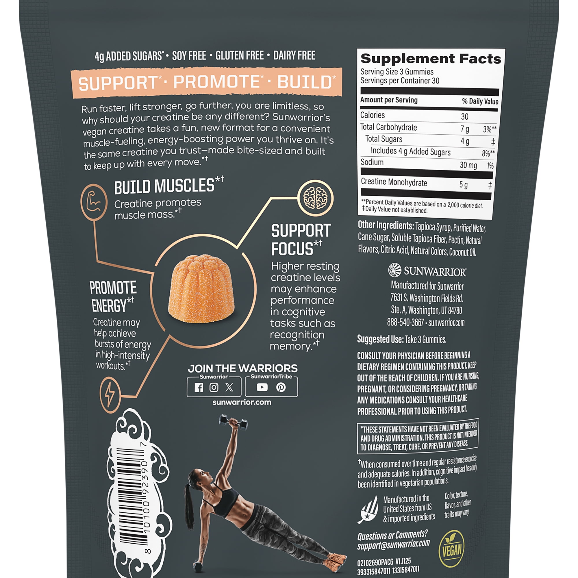 US Active Creatine Gummies (Peach) - 90ct pouch (30 srv)