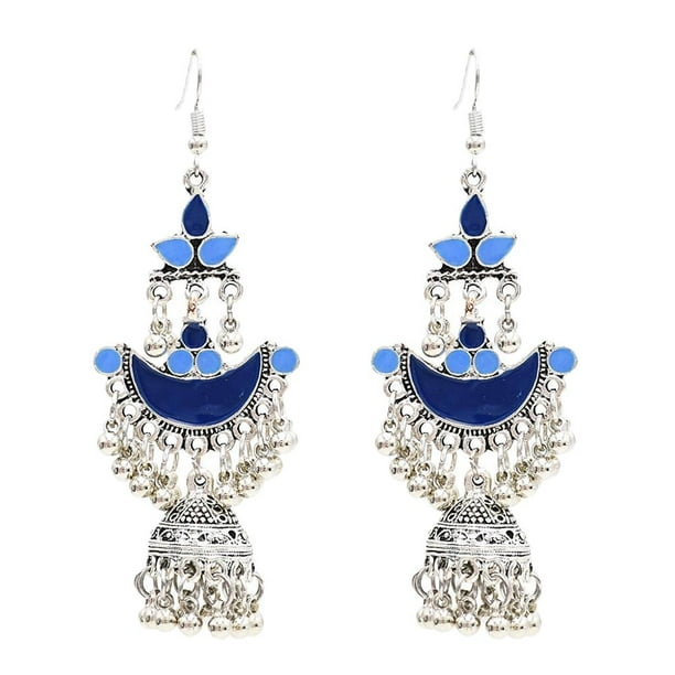 Pendientes de Tribal Bohemio Aretes para Mujer Muchacha Azul
