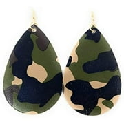 Camouflage Teardrop Light Leather Hanging Earrings