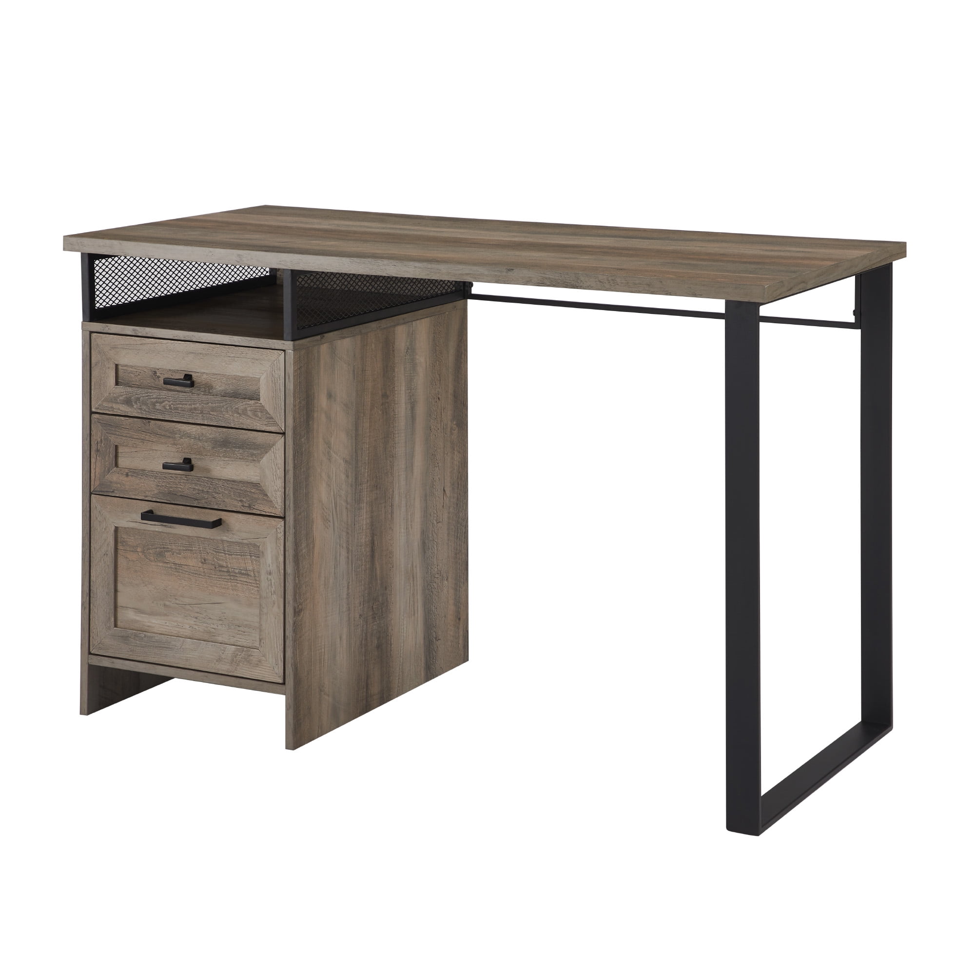 Manor Park Urban Industrial Storage Writing Desk, Grey Wash