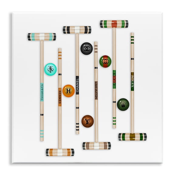 Stupell Industries Art Deco Upscale Fashion Brand Croquet Sport Glam Emblem Wall Plaque Art, 12 x 12, by Ziwei Li