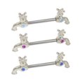 thumbnail image 1 of Faucet Nipple Rings Surgical Steel with CZ Jewels - 6 Colors Available, 1 of 2