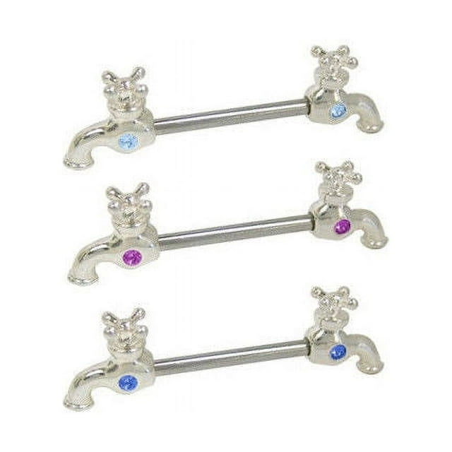 Faucet Nipple Rings Surgical Steel with CZ Jewels - 6 Colors Available