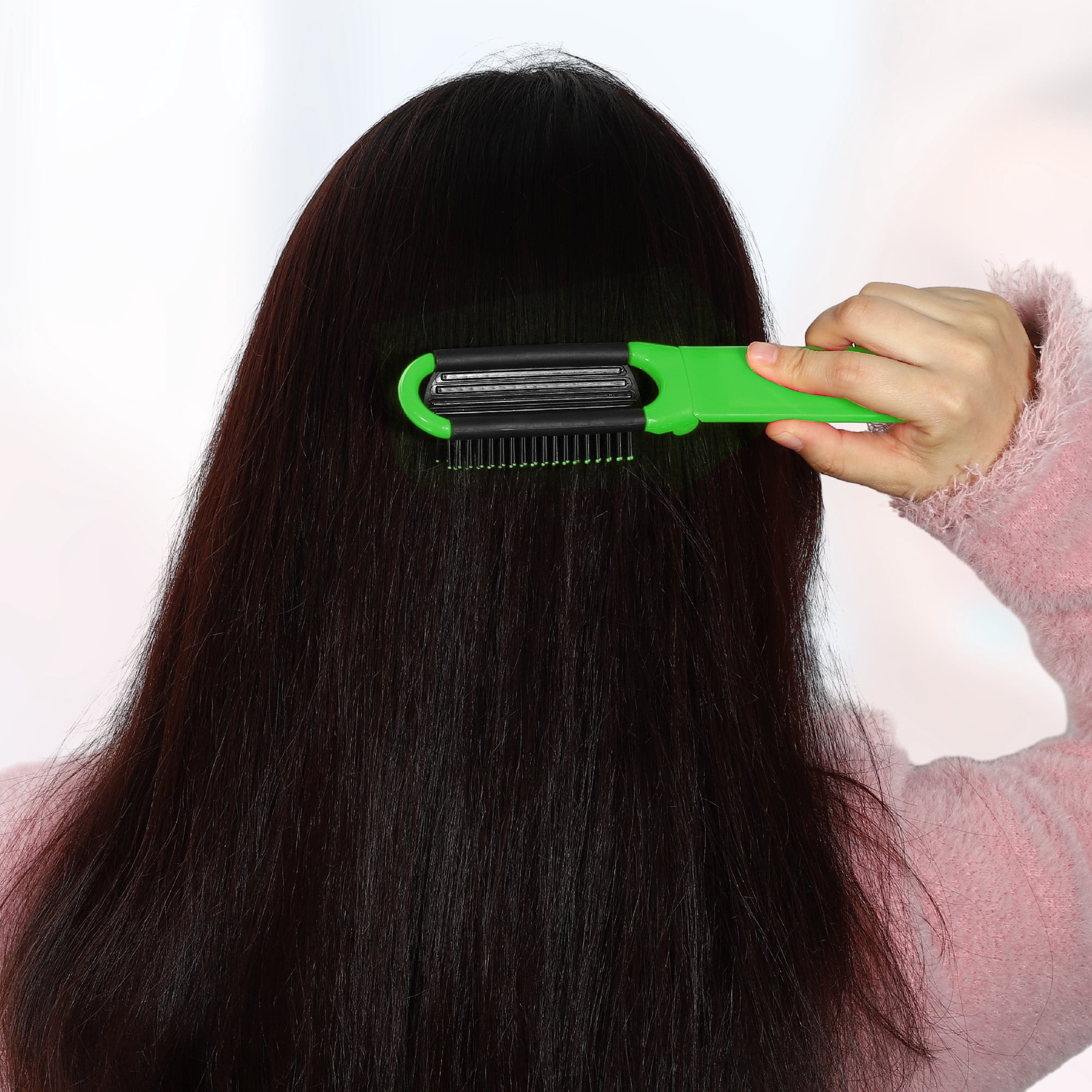 Unique Bargains 1Pc Portable Foldable Mirror Comb Green