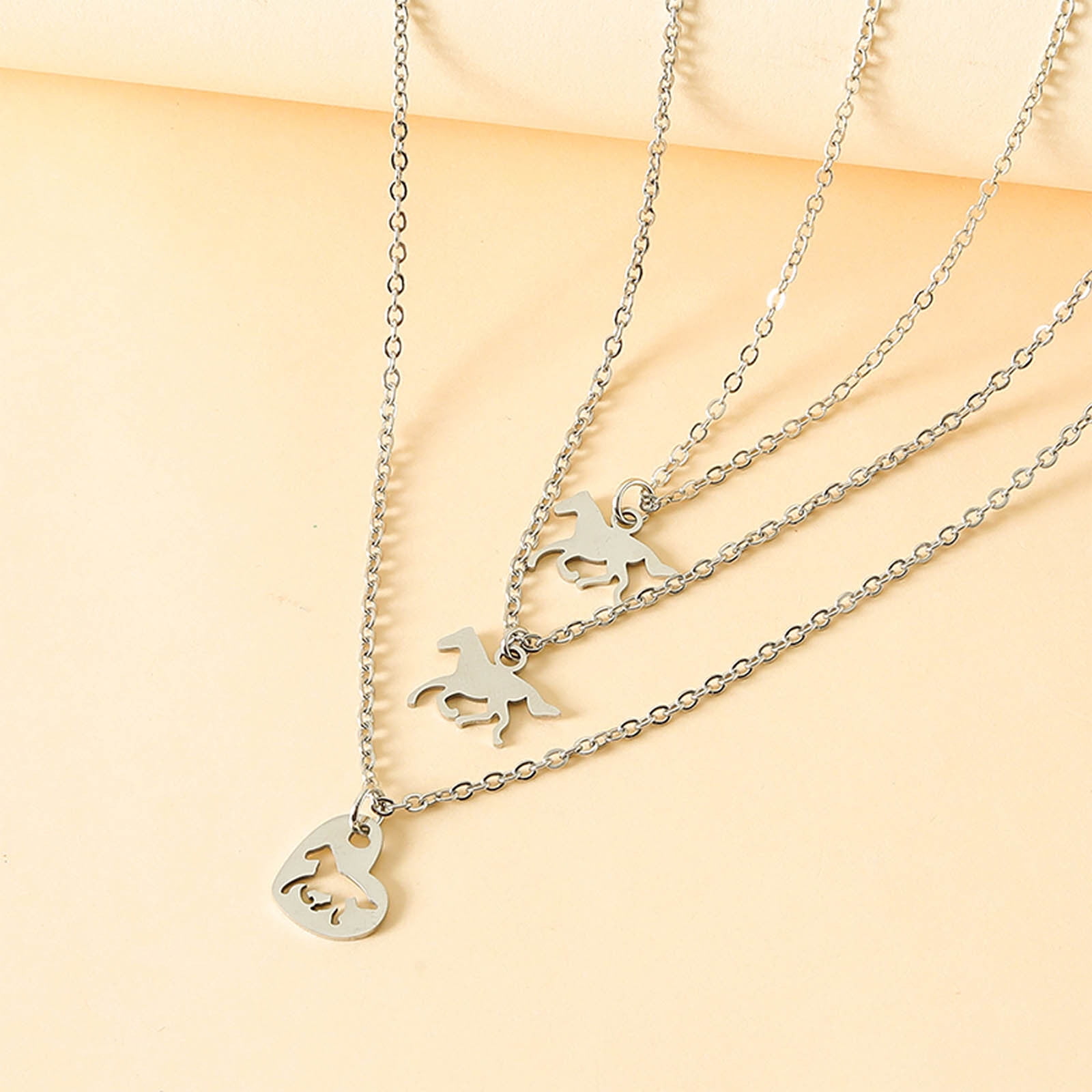 Collier Cheval Initial Coeur - Acier Inoxydable 316L - Cadeau Amoureuse Chevaux