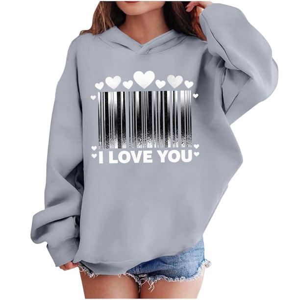Sudadera con capucha y estampado de corazón de San Valentín, sudadera de manga larga para niños y niñas, chaqueta para niñas de talla mediana y grande.
