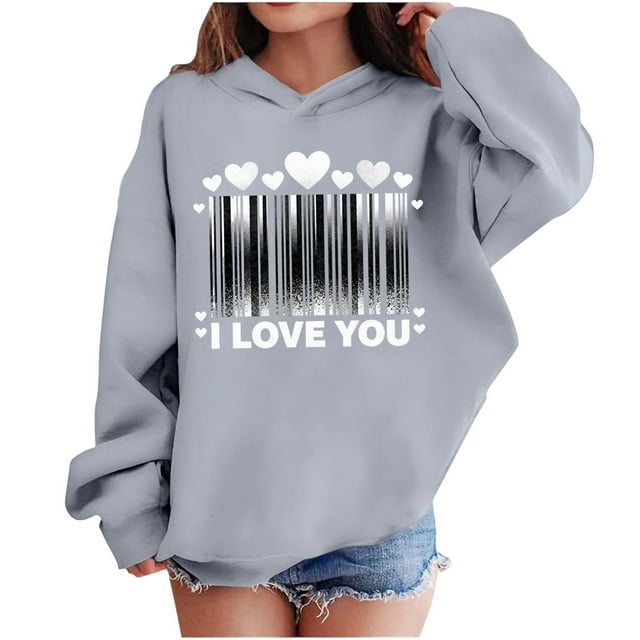 Sudadera con capucha y estampado de corazón de San Valentín, sudadera de manga larga para niños y niñas, chaqueta para niñas de talla mediana y grande.