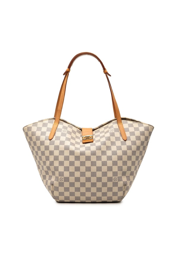 Pre-Owned Louis Vuitton Damier Azur Salina PM Tote Bag Shoulder N41208 White Leather... (Good)