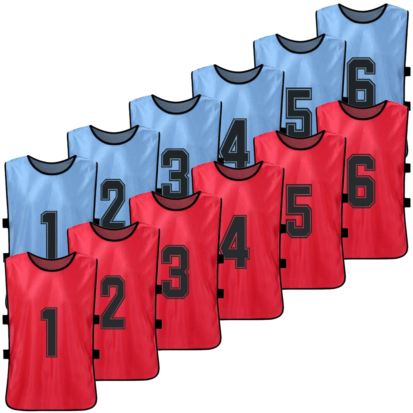 Basketball Soccer Training Vest Team Scrimmage Practice Jersey Set of 6&12 +Free Carry Bag Athllete Reversible Pinnies 