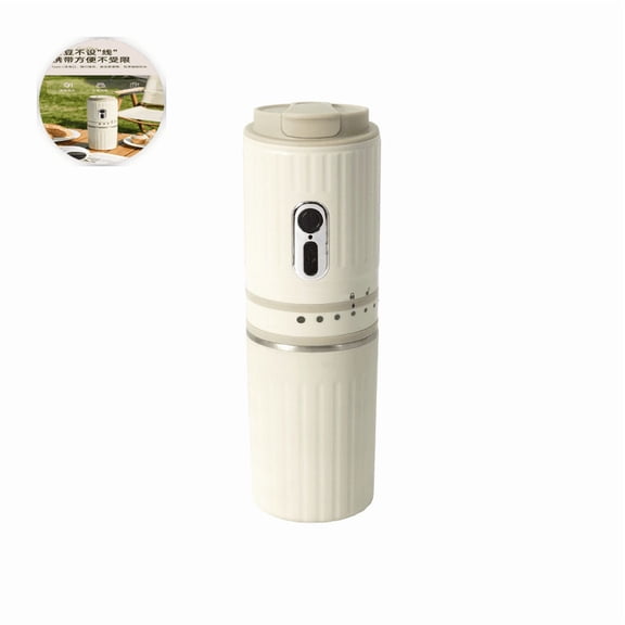 Portable Mini Travel Coffee Maker with USB-C Rechargeable Grinder, Pour-Over Brewer, and Insulated Mug for Coffee Lovers On-the-Go, Ideal for Camping, Business Travel, and Outdoor Adventures