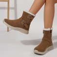 thumbnail image 3 of HEWUQI Winter Snow Boots for Women Warm Plush Lined Slip on Insulated Side Zipper Walking Casual Flat Shoes in Cold Weather Brown Size 9.5, 3 of 6