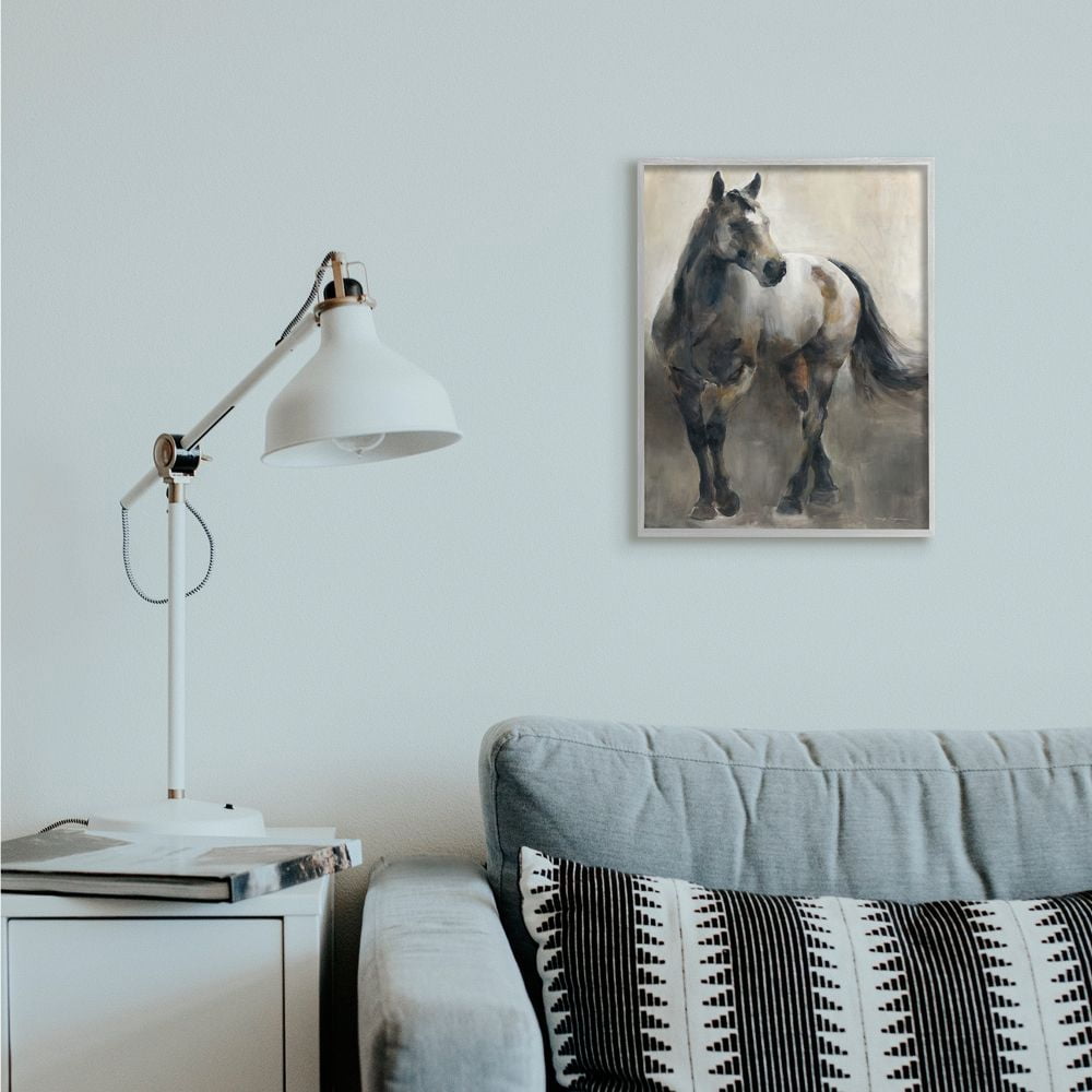 Stupell Industries Abstract Wild Horse Stance Brown Black Painting Framed Wall Art Design by Marilyn Hageman, 16" x 20", Gray Framed