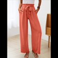 thumbnail image 4 of Pantalones de Salón Anchos para Mujer con Bolsillos, Cintura Alta, Ajustables, con Nudo y Holgados. Naranja XXL, 4 of 7