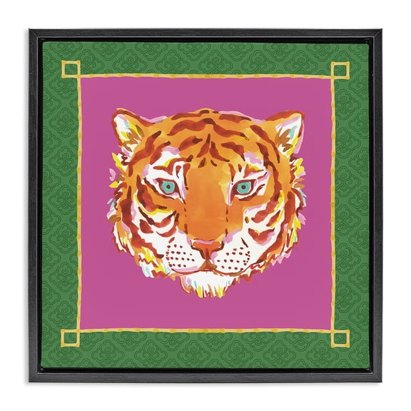 Stupell Industries Eclectic Bordered Exotic Tiger Portrait Black Floating Frame Canvas Art, 18 x 18, by Karolina Sato