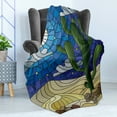 thumbnail image 4 of Dune Soft Flannel Fleece Throw Blanket, Modern Interpretation of a Cactus on Night Desert Starry Sky Stained Glass Inspired, Cozy Plush for Indoor and Outdoor Use, 50" x 70", Multicolor, by Ambesonne, 4 of 5