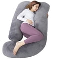 thumbnail image 1 of Almohada de embarazo AMCATON en forma de U de 150 cm con funda de terciopelo, 1 of 9