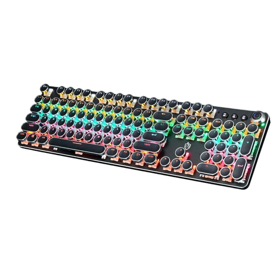 Mechanical Keyboard, Steampunk Typewriter RGB Backlit Retro Punk Green Axis, Wired USB Gaming Keyboard for PC Laptop Gamer Desktop