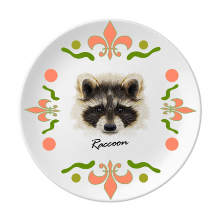 

Little Mischievous Brown Raccoon Animal Flower Ceramics Plate Tableware Dinner Dish