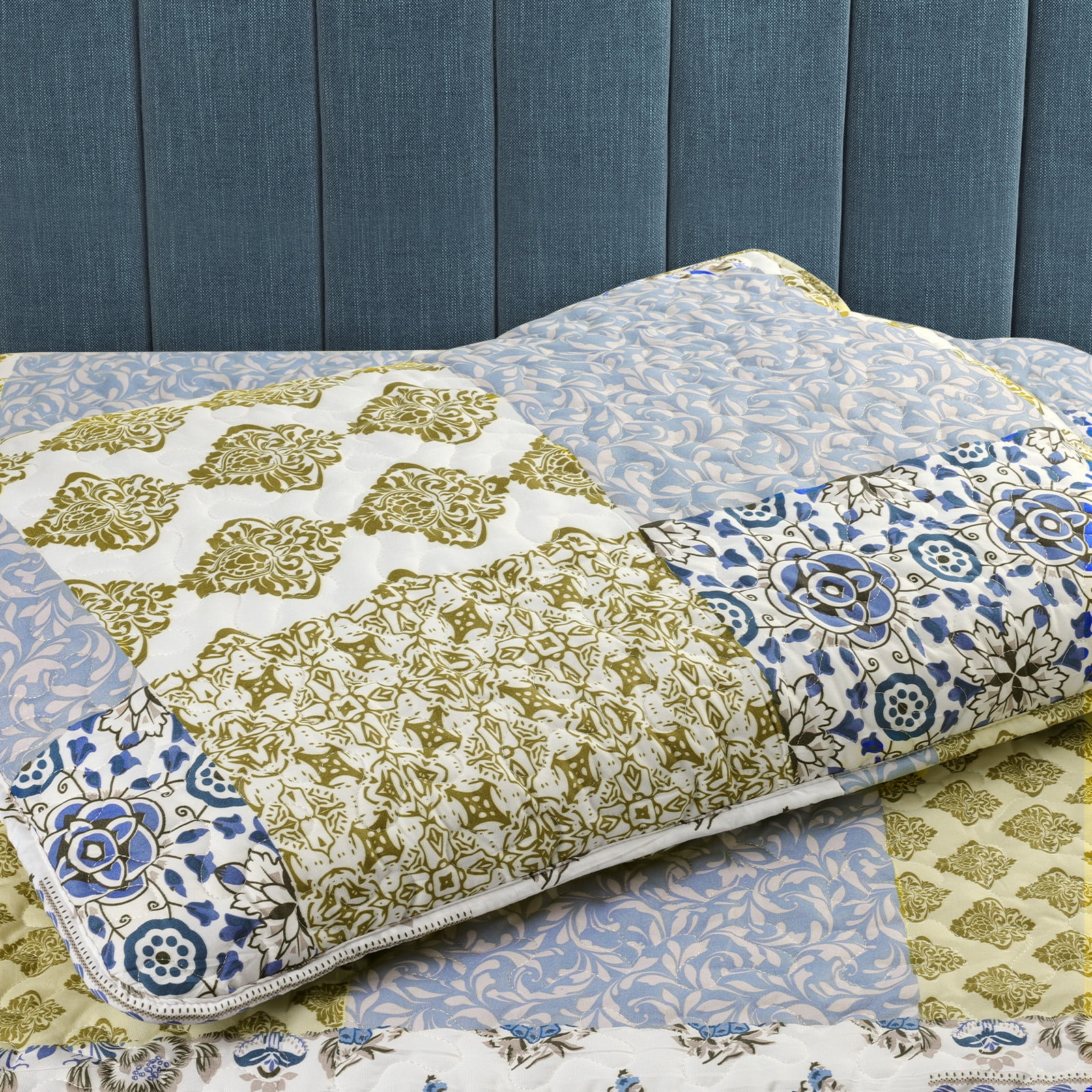 ANMINY Reversible Floral Coverlet Bedding Set - King All-Season Soft Polyester Quilt with Pillowcase | Vibrant Floral Design & Easy Care