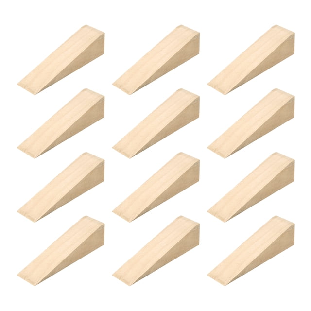 Uxcell 12Pcs Tope de Puerta de Madera, 5.91" x 1.57" x 1.57" Cuñas de Puerta de Madera Sólida Antideslizantes Bloques de Tope de Puerta para Sillas Caning Oficina en Casa Piso
