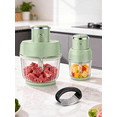 thumbnail image 3 of 10-Cup Dual Pot Food Processor, Stainless Steel Blades, Veggie Chopper for Kitchen Use, Light Green, 3 of 10