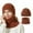 Brown, variant on 2 Piece Couple Unisex Winter Beanie Hat Scarf Warm Knit Hats Neck Scarf Set Winter Gifts Pink One Size