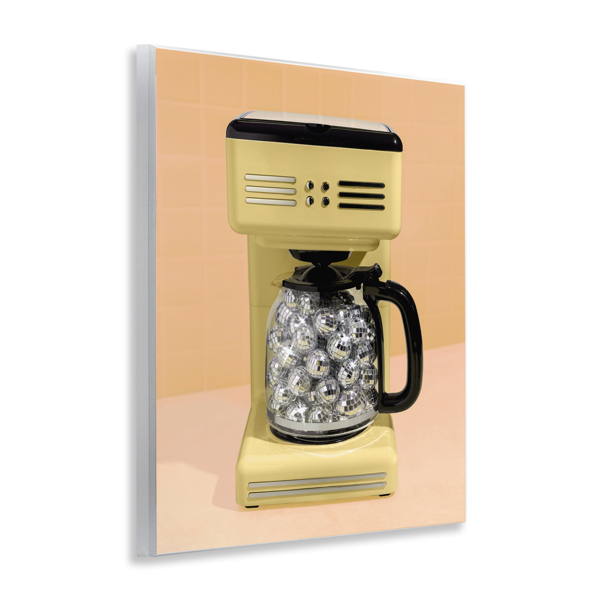 Stupell Industries Disco Coffee Maker over Yellow Wall Plaque Art, design by LISH Creative
