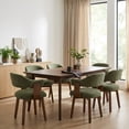 thumbnail image 2 of Guyou Modern Dining Chair Set of 4, Chenille Upholstered Dining Room Armchair with Curved Backrest, Mid-Century Wooden Kitchen Side Chairs for Dining Room Living Room, Green, 2 of 8