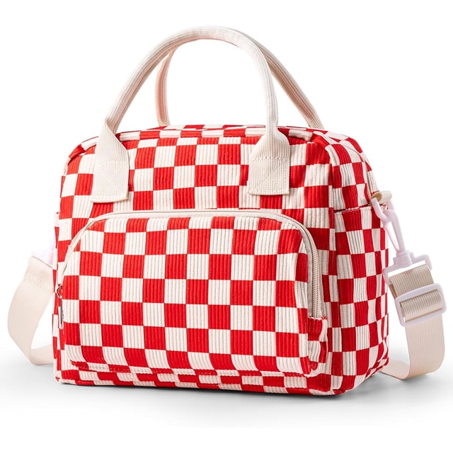 Sac à Lunch Mignon pour Femmes, Boîte à Lunch Isolée en Velours Côtelé pour le Travail, Sac à Lunch Réutilisable pour Voyage