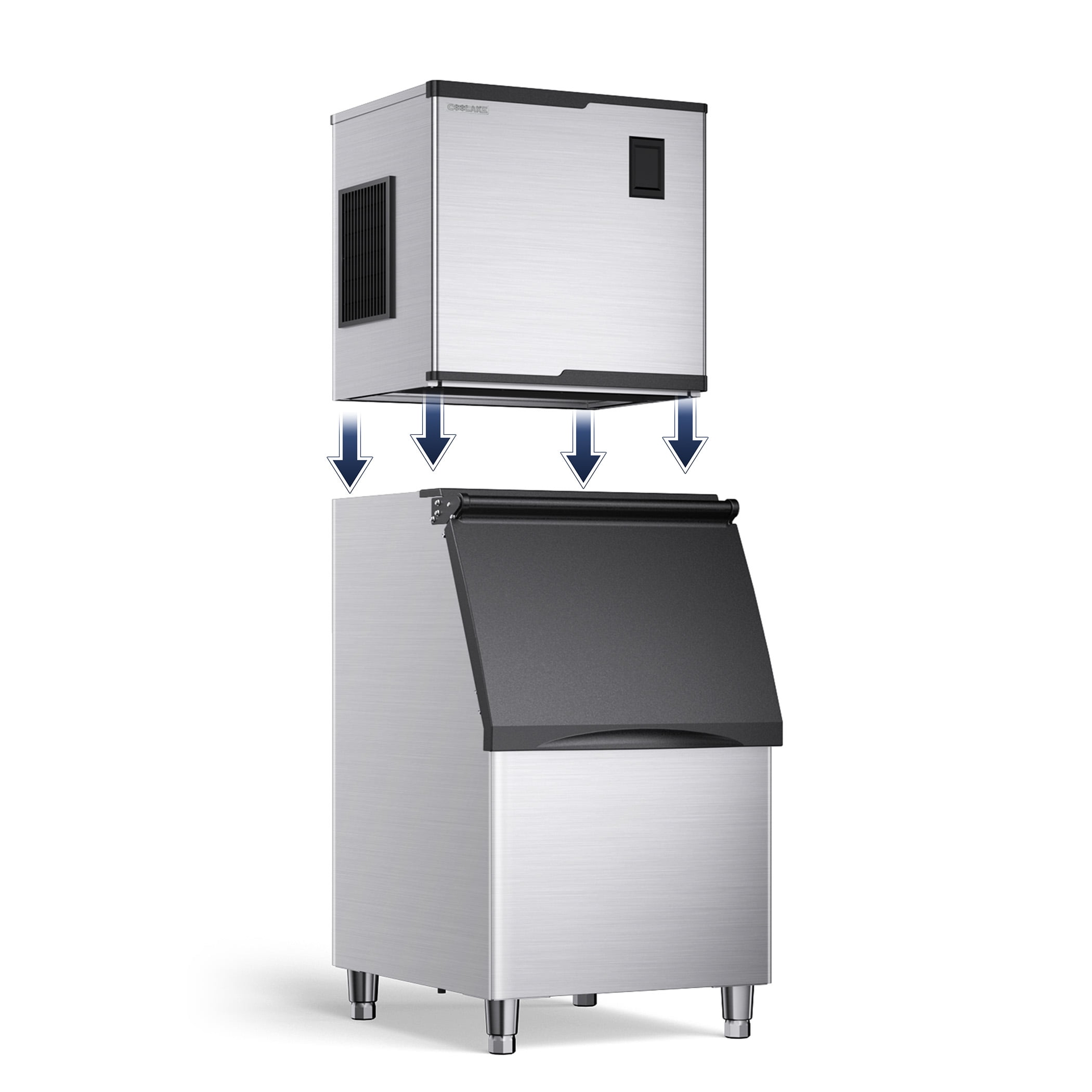 Coolake 22" 450lbs Commercial Cube Ice Machine Head, Stainless Steel, 115v