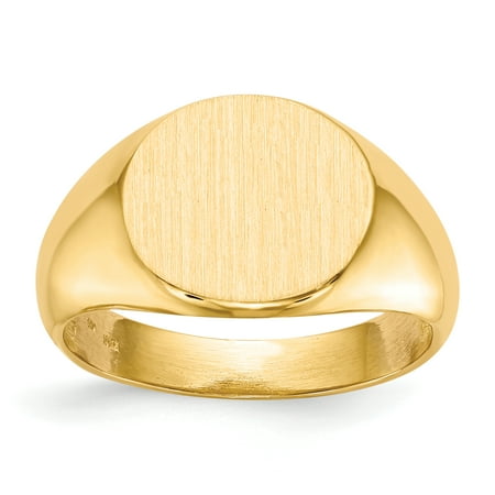 14k Yellow Gold 12.5x14.0mm Mens Signet Band Ring Size 10.00 Man Gift For Dad Mens For Him