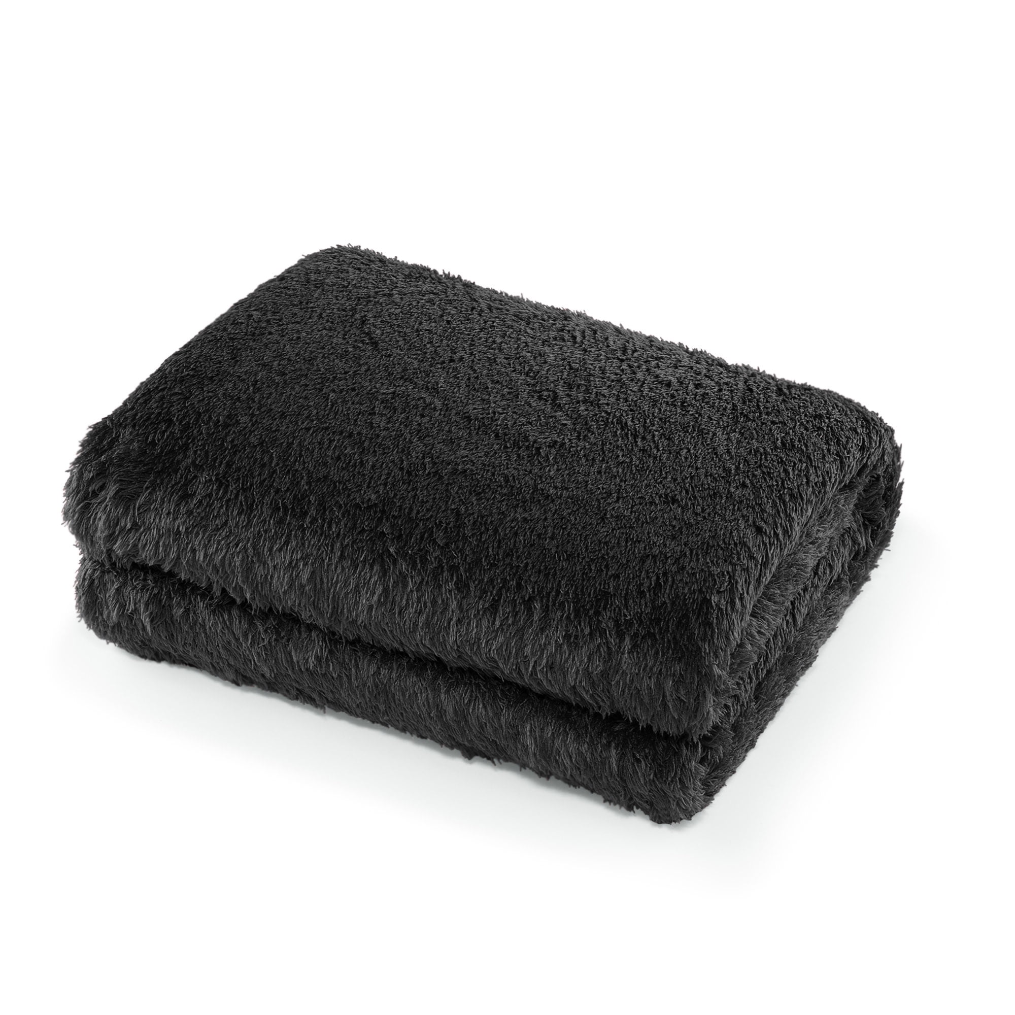 CBCHome Cozy Chenille Sherpa Throw Blanket - Soft, Plush, Fluffy Sofa and Bed Throw, Great Gift for Women, Teens - All Season Home Décor (Jet Black, 50" x 60")