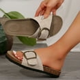 thumbnail image 3 of Dakaela Cork Footbed Sandals for Women Dressy Summer Beach Essentials Flip Flops Slides Footwear, 3 of 6