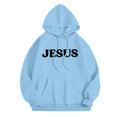 thumbnail image 3 of Women's 2 Piece Sweatsuits Long Sleeve Jesus Letter Print Christian Hooded Pullover Tops and Jogger Pant Casual Fall Comfy Fashion Tracksuit Sets, 3 of 6
