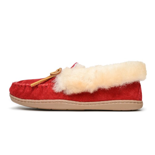 Minnetonka Mocassin en Peau de Mouton Alpine pour Femmes Rouge 6 m