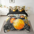 thumbnail image 2 of Manfei Oil Painting Artwork 7 Pieces Bedding Comforter Set,Graffiti Drum Kit Full Bedding Set,Musical Instrument Theme Fitted Sheet Flat Sheet For Girls Boys,Super Cozy Room Decor Reversible, 2 of 8