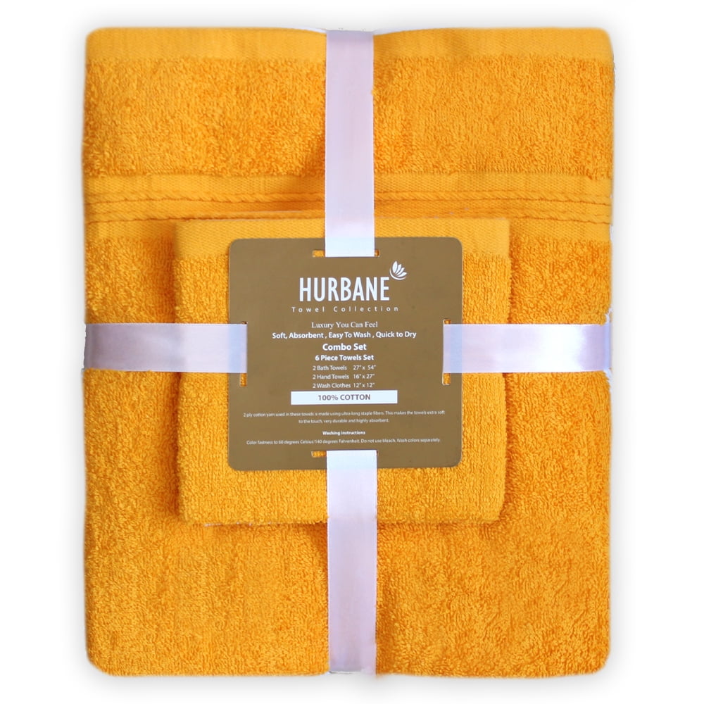 HURBANE premium 6 Piece 550 GSM 2 ply 100% Cotton high quality Luxury Towel Set 