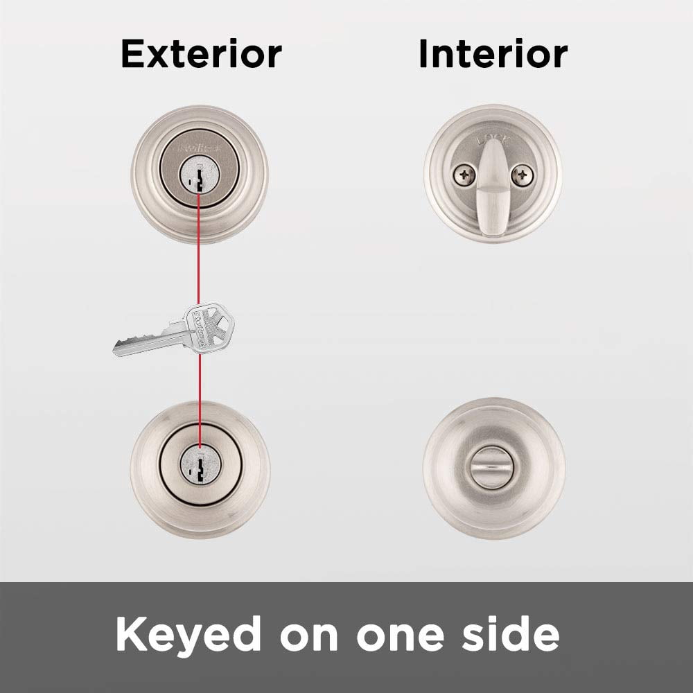 991 Juno Keyed Entry Knob and Single Cylinder Deadbolt Combo Pack featuring SmartKey® in Satin Nickel