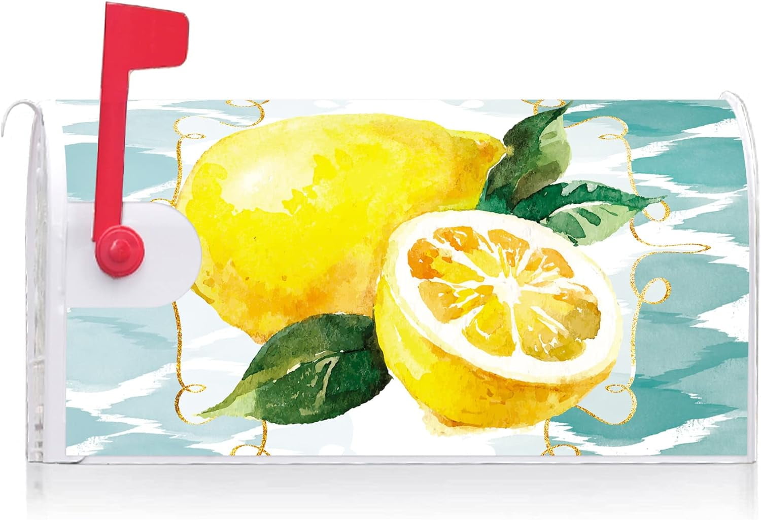 Yellow Lemon Decoration Mailbox Cover with Magnetic Strip Spring Summer Mailbox Wraps Post Letter Box Cover Standard Size 21" X 18" for Garden Outdoor Yard Decor