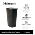 thumbnail image 3 of Mainstays Kitchen Trash Can, 11 Gallon Plastic Garbage Bin with Lift Top Lid, Black, 3 of 16