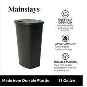 Mainstays Kitchen Trash Can, 11 Gallon Plastic Garbage Bin with Lift Top Lid, Black