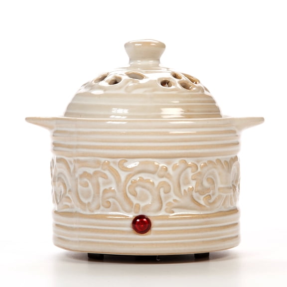 HOSLEY Cream Ceramic Electric Potpourri Warmer, 5.5 Inch High, Aroma Decor