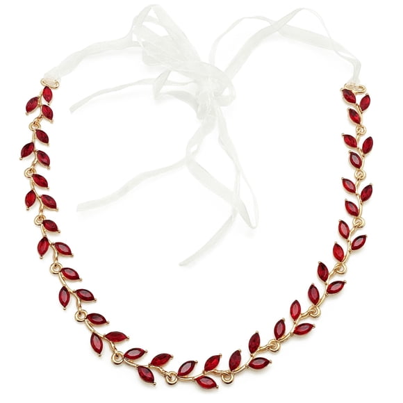 BETITETO Diadema de cristal para novia, diamantes de imitación de boda, metal dorado, accesorios para mujeres y niñas (rojo)