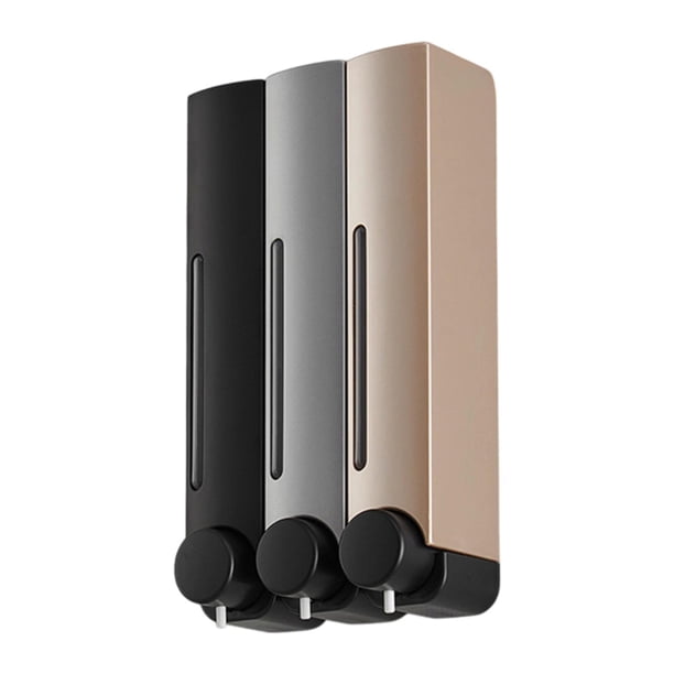Dispensador de jabón de ducha Madrina montada en la pared Tres cabezal Conveniente contenedor de gel de champú Recipiente de loción para restaurantes Oro de plata negra