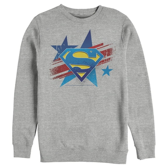 Men's Superman Logo Patriotic Sweatshirt Athletic Heather X Large